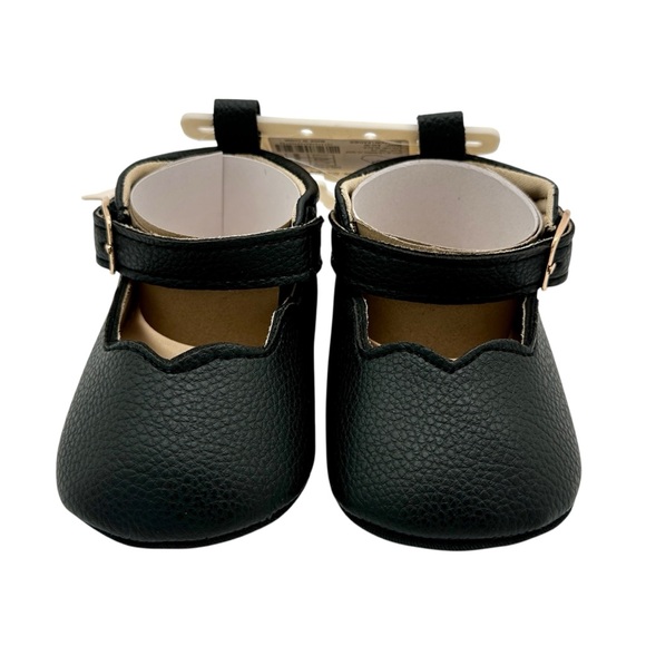 Lucky Brand Baby Girl Crib Shoes | Black Faux Leather Mary Janes | Size 2 (3-6M) - Picture 9 of 13